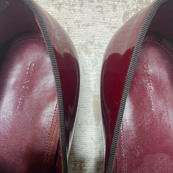 Celine Patent Leather Loafers with Grosgrain Ribbon in Burgundy - Picture 7 of 9